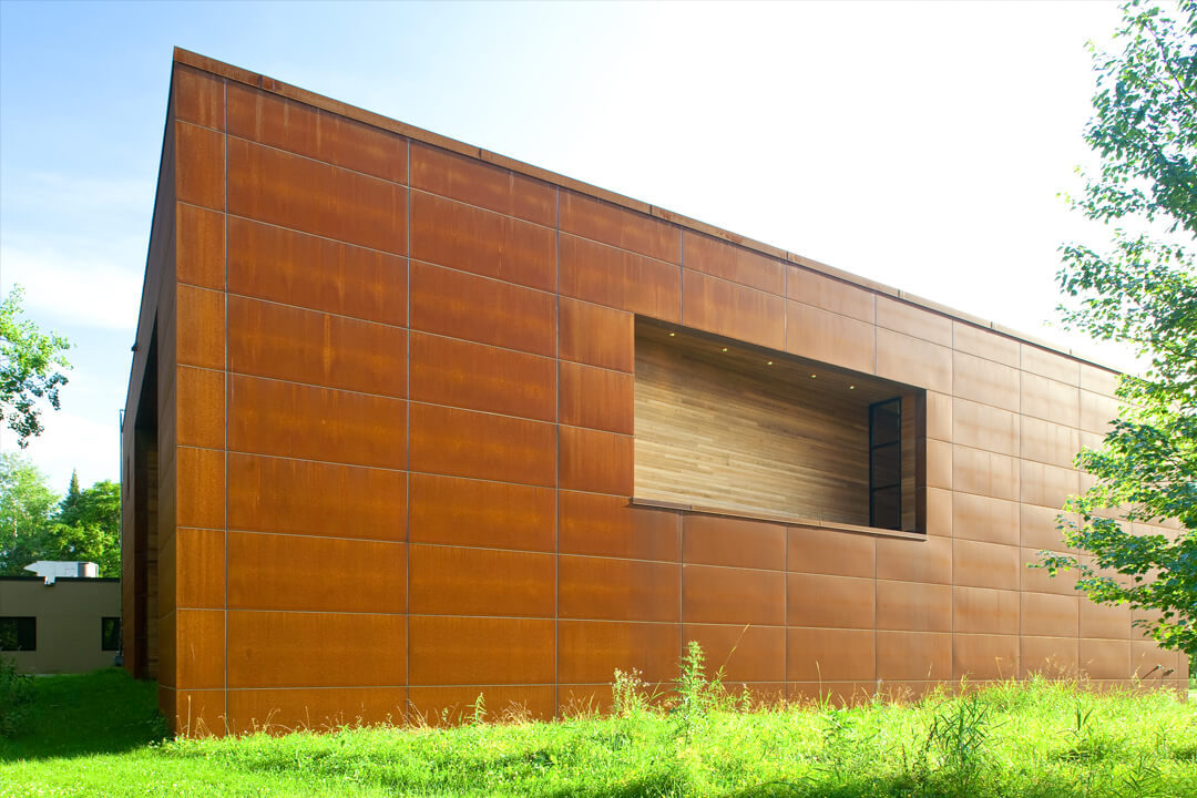 Cor-Ten Steel on the outside of our sanctuary.