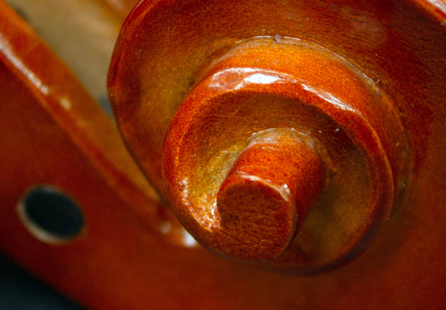 Close up of cello scroll